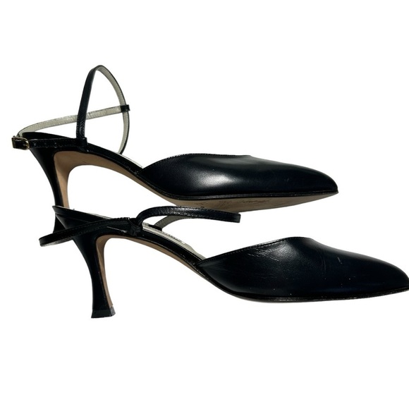 Pepe Jimenez Black Leather Ankle Strap Heels Sz 8.5 - Picture 5 of 13